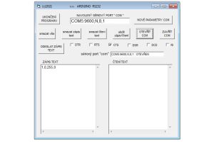      Zadání hodnoty v sériovém terminálu na počítači