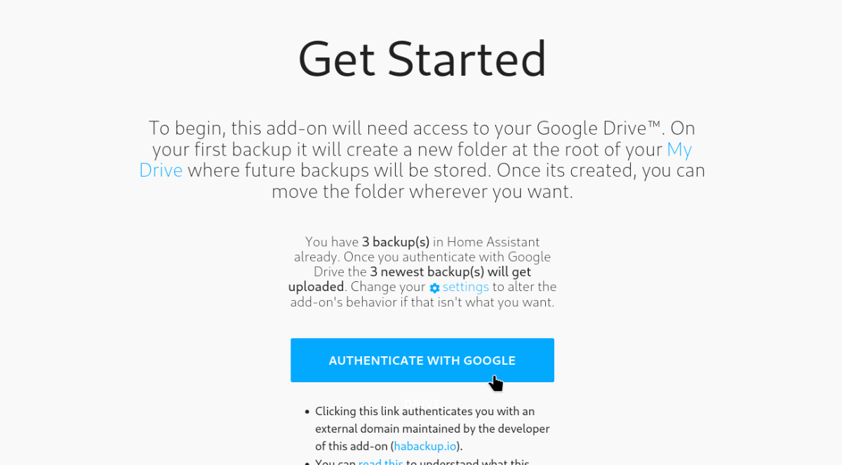 Tlačítko "Authenticate with Google Drive"