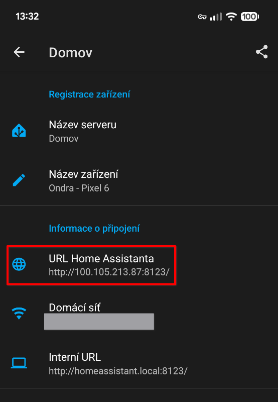 Nastavení externího URL serveru Home Assistant