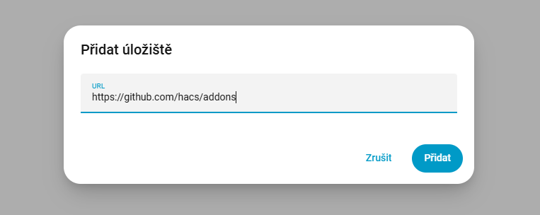Přidání HACS repozitáře
