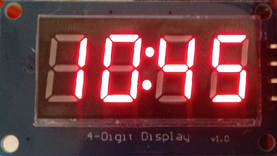 Ukázka hodinového displeje TM1637