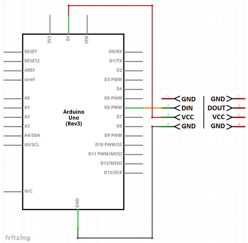 NeoPixel modul s 8 RGB LED WS2812 schéma