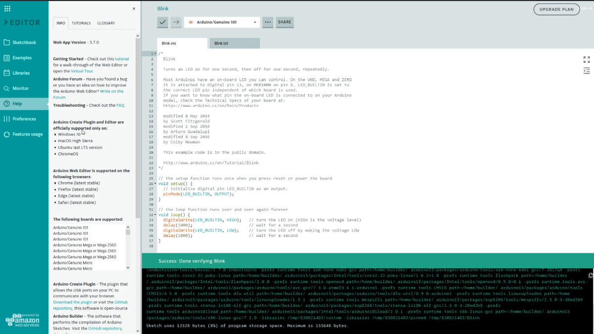 Arduino Create webové vývojové prostředí