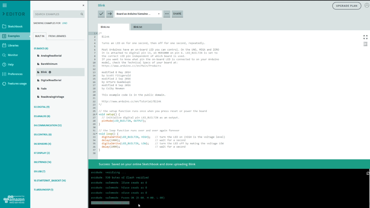 Arduino Create webové vývojové prostředí