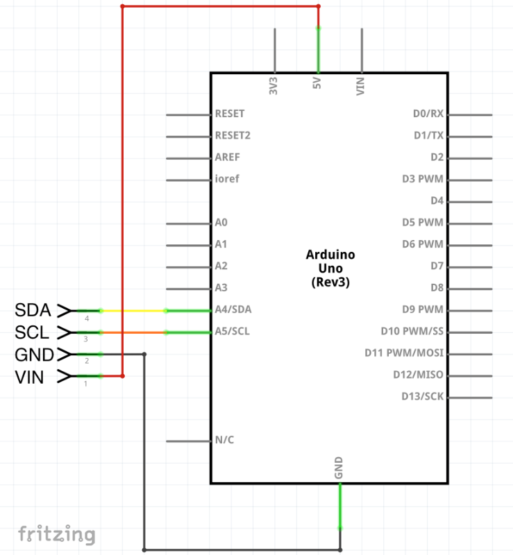 Schéma zapojení Arduino infračerveného teploměru MLX90614