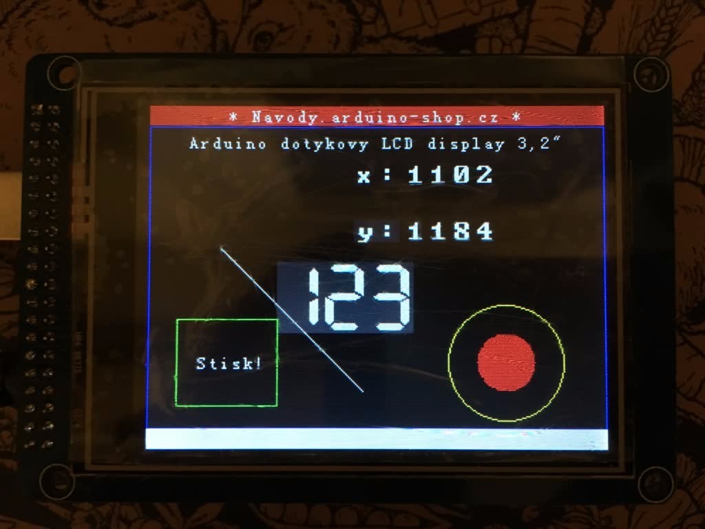 Ukázka funkce Arduino dotykového LCD displeje 3,2
