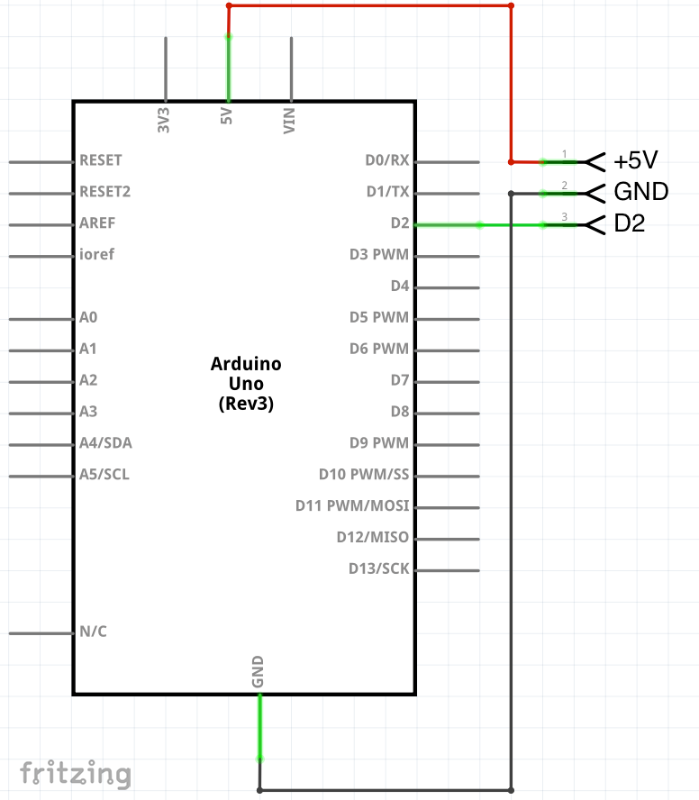 Schéma zapojení Arduino koncového dorazu spínače