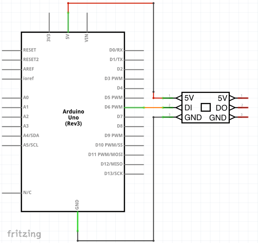 Schéma zapojení Arduino RGB LED modulu WS2811