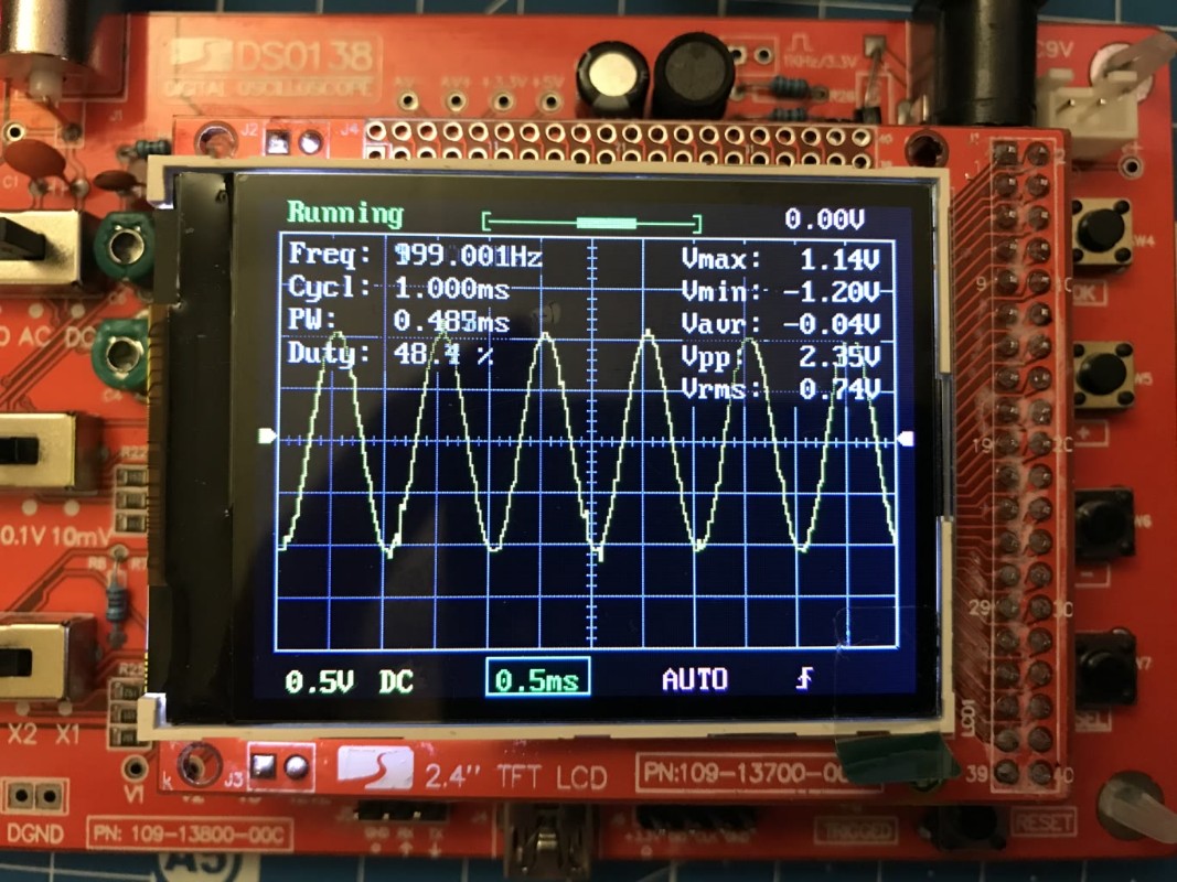 Ukázka funkce Arduino generátoru sinus signálu AD9850